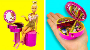 'DIY BARBIE HACKS AND CRAFTS: How to Make Makeup Table for Barbie Doll'