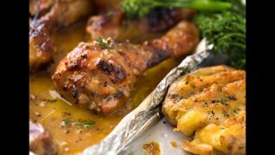 'Baked Honey Mustard Chicken Drumsticks with Smashed Potatoes'