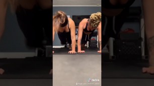 'Age gap lesbian couple workout'