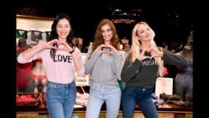 'Liu Wen, Candice Swanpoel & Taylor Hill pose at Victoria\'s Secret Store At Lippo Plaza Appearance'