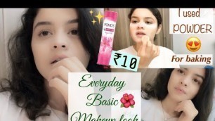 'EVERYDAY BASIC MAKEUP LOOK | Used talcum powder for baking