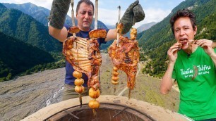 'Lamb RIBS Cooked in Tandoor!! WILDERNESS FOOD in Rural Azerbaijan!!'