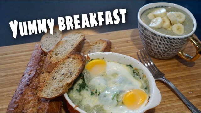 'Simple Baked Eggs Recipe You Need To Try : Healthy Breakfast On My Rest Day : อาหารเช้าง่าย ๆ'