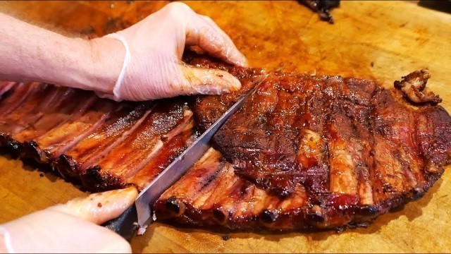 'American Food - FULL RACK RIBS + BEEF BRISKET BBQ Hudson Smokehouse NYC'