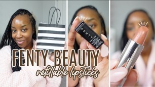 'NEW FENTY BEAUTY REFILLABLE LIPSTICKS REVIEW **VLOG STYLE** | SHOP & TRY THEM W/ ME! | Andrea Renee'