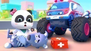 'Going to the Doctor | Monster Ambulance | Nursery Rhymes | Kids Songs | Baby Cartoon | BabyBus'