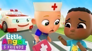 'The Ambulance Wheels Go Round And Round | Little Angel And Friends Kid Songs'