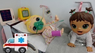 'Baby Alive Twin baby doll Goes to the Hospital in an Ambulance'