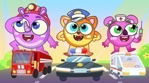 'Police Car, Fire Truck, Ambulance Song | Baby Zoo Nursery Rhymes And Kids Songs'