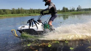 'FAT KID SINK SNOWMOBILE WATER SKIPPING SKI-DOO MXZ'