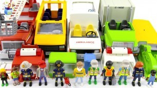 'FireTruck SchoolBus Ambulance GarageTruck Assembly PlayMobil vehicles For Kids'