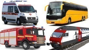 'Car for kids, Learn Street Vehicles Names #FireTruck, Ambunlance, City Bus, Train, Garbage Truck'