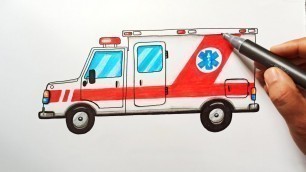 'How to draw an Ambulance - Ambulance Drawing tutorial - easy drawing Vehicle Drawing for kids'