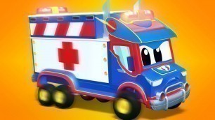 'Ambulance cartoons for kids - FORKLIFT and RACECAR have chocolate troubles! - Super Truck Car City'