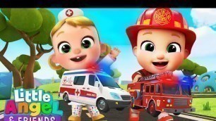 'Ambulance, Fire Truck and Garbage Truck Song | Little Angel And Friends Kid Songs'