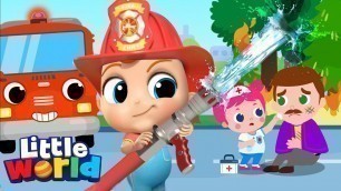 'Baby John & The Firetruck to the Rescue | Policeman and Ambulance | Kids Songs By Little World'