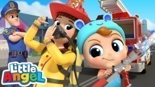 'Policeman vs Fireman | Jobs Song by Little Angel Kids Songs and Nursery Rhymes'