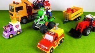 'Fireman Sam, fire truck, tractor, ambulance, tow truck, cars & trucks for kids, Super Mario toys'