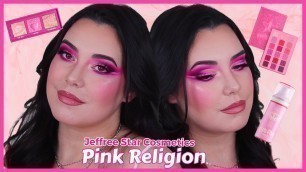 'JEFFREE STAR COSMETICS PINK RELIGION COLLECTION TUTORIAL & REVIEW'