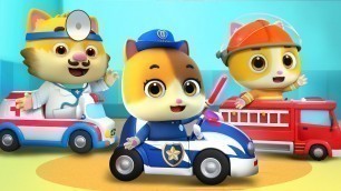 'Baby Plays Rescue with Cars | Police Car, Fire Truck, Ambulance | Kids Song | MeowMi Family Show'