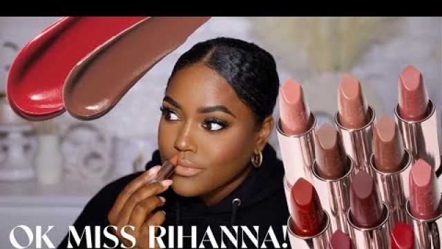 'EVERY SHADE OF FENTY BEAUTY ICON LIPSTICKS SWATCHES + REVIEW ON DARK SKIN'