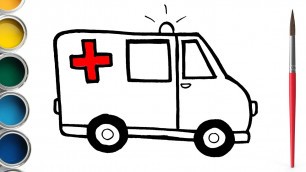 'how to draw ambulance truck for kids | Easy and step by step drawing of an ambulance'