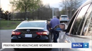 'Prayer Vigil for Healthcare Workers at Baptist Health in Little Rock, Arkansas Amid COVID-19.'