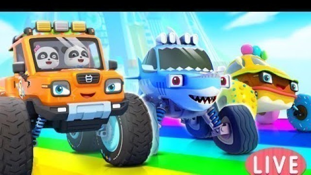 'Police Car, Fire Truck, Ambulance | Five Little Monster Trucks | Kids Songs | BabyBus'