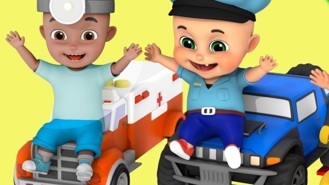 'Police Car, Fire Truck, Ambulance, Monster Truck + More Nursery Rhymes | Kids Cartoon'