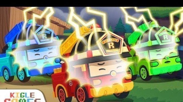 'Lightning Strikes! Rescue the Fire Trucks | Robocar Poli | Ambulance Police car | KIGLE GAMES'