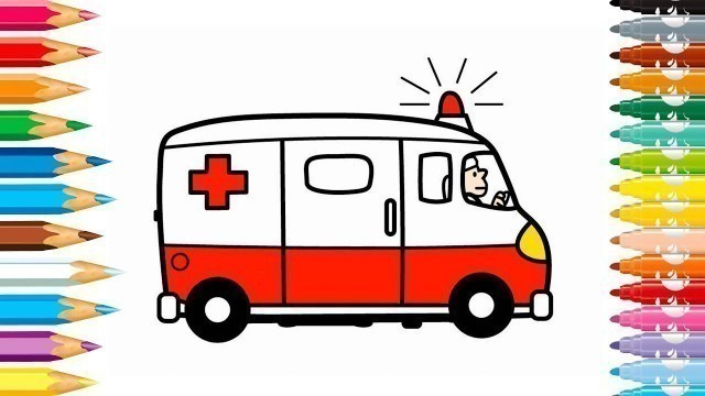 'Drawing and coloring Ambulance for kids | Mashina Chizish | Рисование скорая помощь для детей'