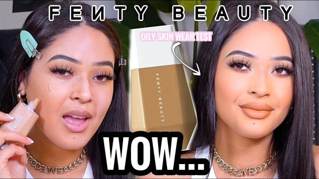 'NEW FENTY BEAUTY EAZE DROP BLURRING SKIN TINT REVIEW + WEAR TEST OILY SKIN | Umm....Is It Any Good?'