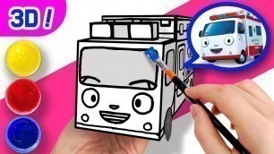 'Ambulance Coloring for Kids l 3D Coloring Tutorial l Tayo Paper Craft l Tayo the Little Bus'