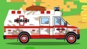 'White Ambulance Car Rescue in the City w Tow Truck - Animation Cars & Trucks Cartoon for children'