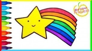 'Drawing and coloring Rainbow Flying Star 