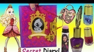 'Ever After High Secret Hearts Diary! Royals and Rebels Lock & Nail Polish Set! Descendants Lip Balm!'