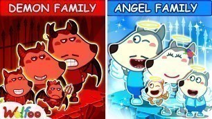 'Wolfoo, Your Family Is Angel or Demon? Kids Stories About Wolfoo Family | Wolfoo Family Kids Cartoon'