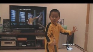 'Little \"Fist Of Fury\" | Young Kid Imitates Bruce Lee\'s Nunchaku Moves'