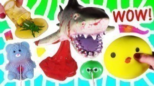 'Cutting OPEN SQUISHY SHARK ATTACK! Cute Bear Squish! Gros Bug Slime! Giant Chick Stress BALL! FUN'