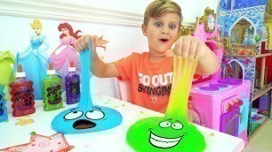 'Roma and Diana are playing with slimes | Fun games with dad'