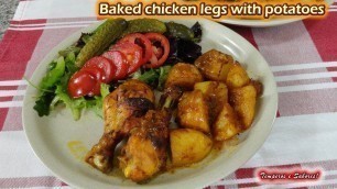 'BAKED CHICKEN LEGS WITH POTATOES, easy and delicious'