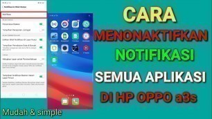 'Cara menonaktifkan notifikasi semua aplikasi di hp Oppo a3s'