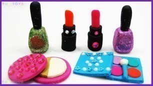 'Play Doh Makeup Set How to Make Glitter Cosmetics Set for Dolls 