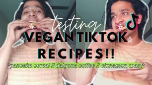 'TESTING TIKTOK BREAKFAST RECIPES (vegan) // pancake cereal, dalgona coffee, cinnamon banana toast'