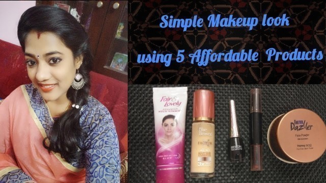 'Simple Makeup look using 5 Affordable Products in tamil // Affordable Makeup look for Beginners'