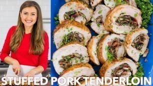 'Easy Mushroom Bacon Stuffed Pork Tenderloin - Natasha\'s Kitchen'