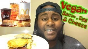 'Vegan Breakfast Sandwich Recipe | Biscuit Bacon Egg & Cheese |  like McDonald\'s MUKBANG 묵방'