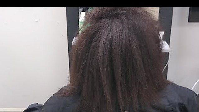 'FLATIRONING NATURAL HAIR AFTER USING MY MA HAIR GROWTH MASK'