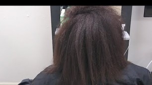 'FLATIRONING NATURAL HAIR AFTER USING MY MA HAIR GROWTH MASK'