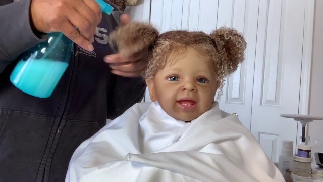 'Afro curly human hair maintenance for Reborn Dolls'